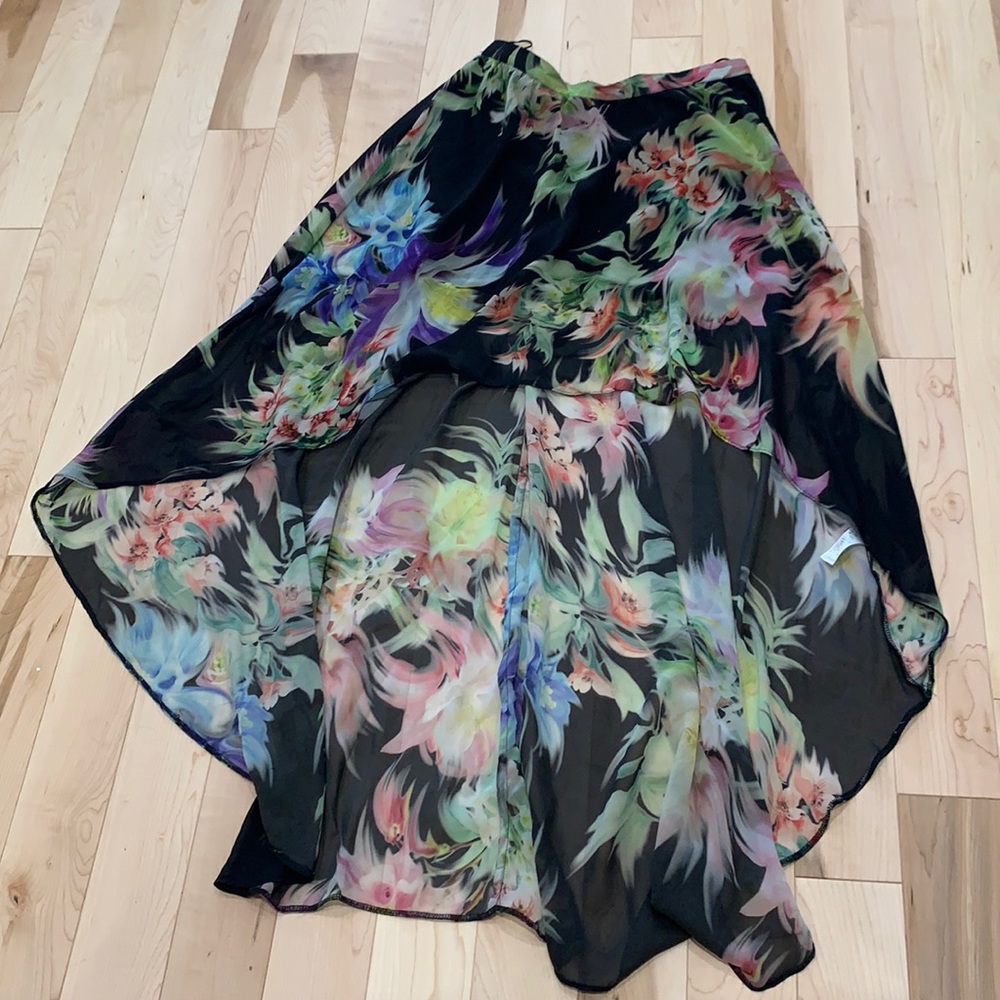 Floral high-low skirt
